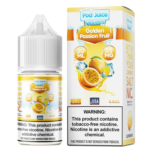 Golden Passionfruit Freeze by Pod Juice TFN Salts Series 30mL with Packaging
