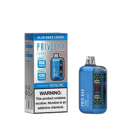 Priv Bar Turbo Disposable (16mL) 50mg blue razz lemon with packaging