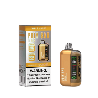 Priv Bar Turbo Disposable (16mL) 50mg triple mango with packaging