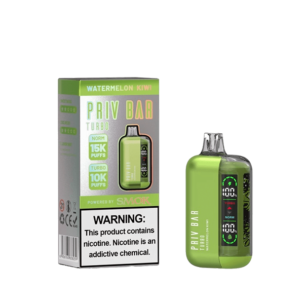 Priv Bar Turbo Disposable (16mL) 50mg watermelon kiwi with packaging