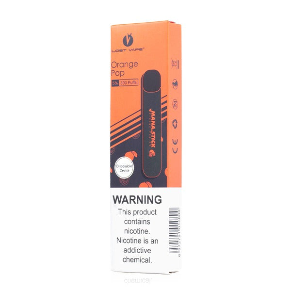 Lost Vape Mana Stick Disposable | 300 Puffs | 1.2mL Orange Pop with Packaging