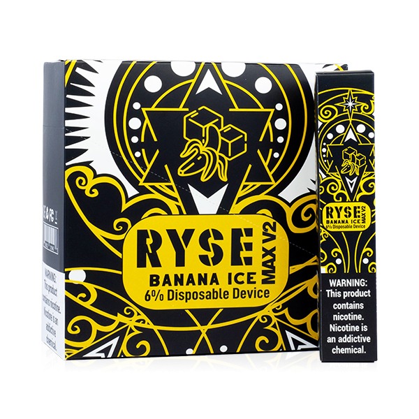Ryse Max V2 Disposable E-Cigs (Individual) Banana Ice with Packaging