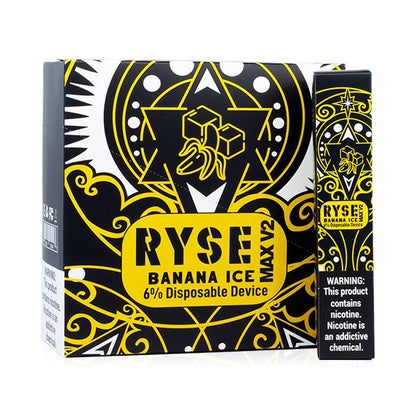 Ryse Max V2 Disposable E-Cigs (Individual) Banana Ice with Packaging