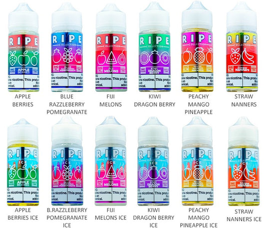Vape 100 Ripe Series E-Liquid 100mL (Freebase)  GROUP PHOTO