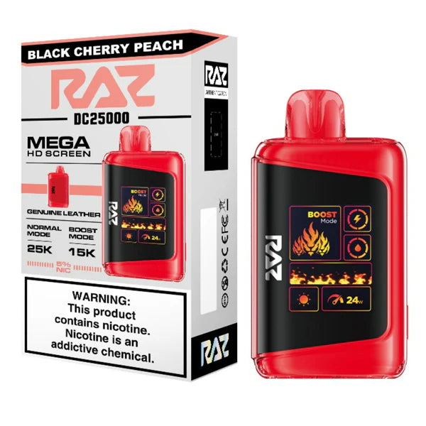 RAZ DC25000 Disposable 25000 Puffs 16mL 50mg | Black Cherry Peach with packaging