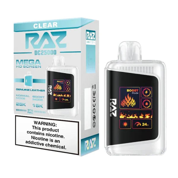 RAZ DC25000 Disposable 25000 Puffs 16mL 50mg | Clear with packaging