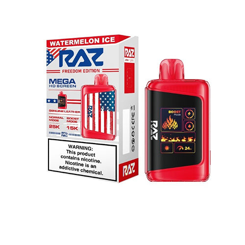 RAZ DC25000 Disposable 25000 Puffs 16mL 50mg - freedom edition watermelon ice with packaging