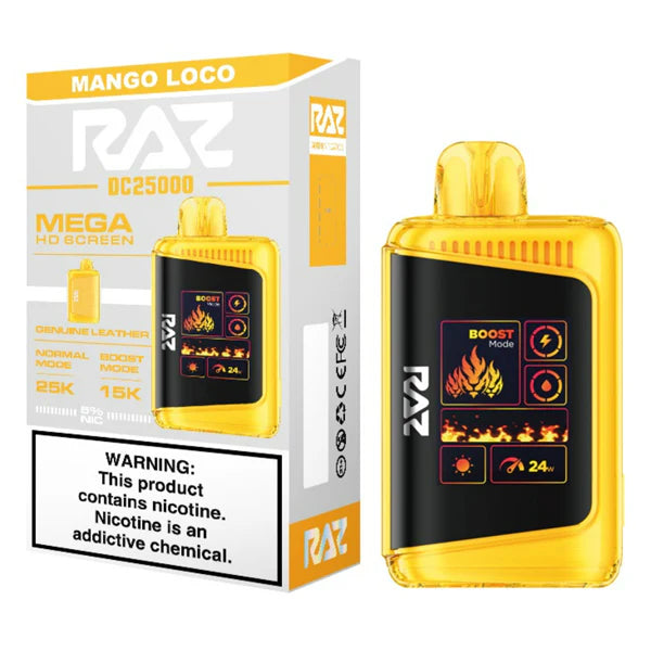 RAZ DC25000 Disposable 25000 Puffs 16mL 50mg | Mango Loco with packaging