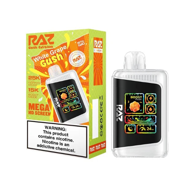 RAZ LTX 25K Disposable 16mL 50mg  Gush Edt. White Grape Gush with packaging