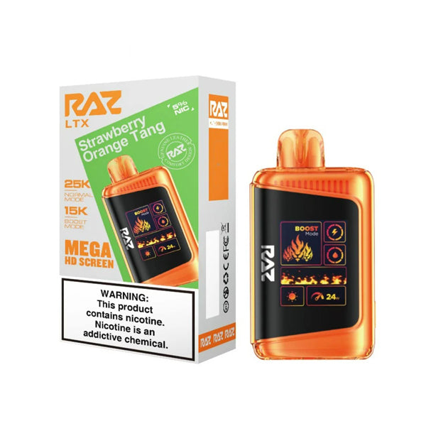 RAZ LTX 25K Disposable 16mL 50mg  Strawberry Orange Tang with packaging