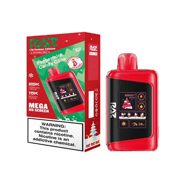 RAZ LTX25000 (Dispo) (25000Puff)(16mL) Christmas Edt. | Peppermint Candy Cane with Packaging