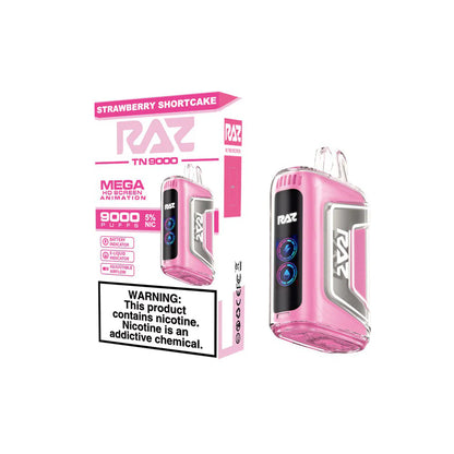 RAZ TN9000 Disposable 9000 Puffs 12mL 50mg Strawberry Shortcake with Packaging