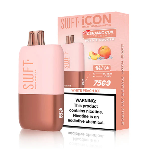 SWFT Icon Disposable | 7500 Puffs | 17mL | White Peach Ice with Packaging