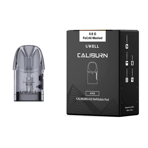 Uwell Caliburn A3 Replacement Pods | 4-Pack 0.8ohm with Packaging