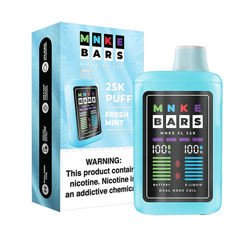 MNKE Bars Disposable 25000 Puffs 18mL 50mg fresh mint with packaging