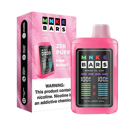 MNKE Bars Disposable 25000 Puffs 18mL 50mg pink burst with packaging