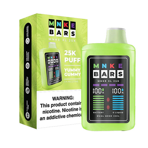 MNKE Bars Disposable 25000 Puffs 18mL 50mg yummy gummy with packaging