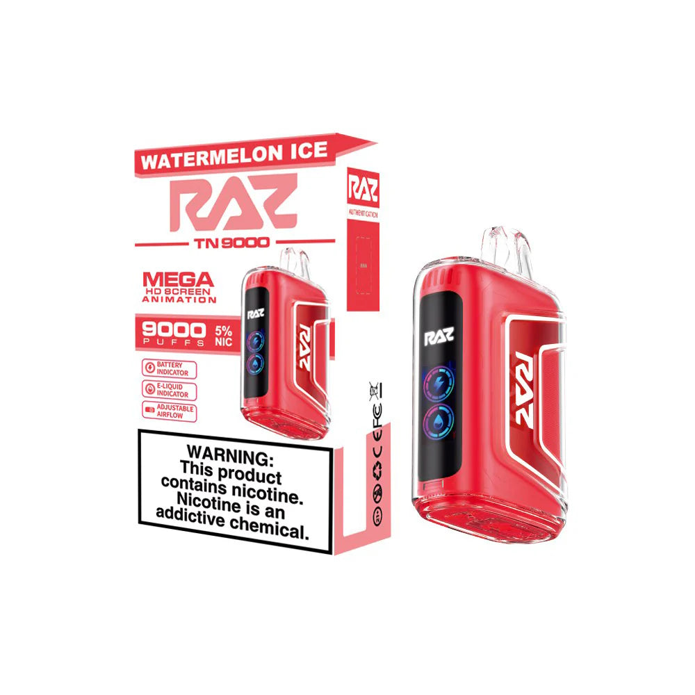 RAZ TN9000 Disposable 9000 Puffs 12mL 50mg Watermelon Ice with Packaging