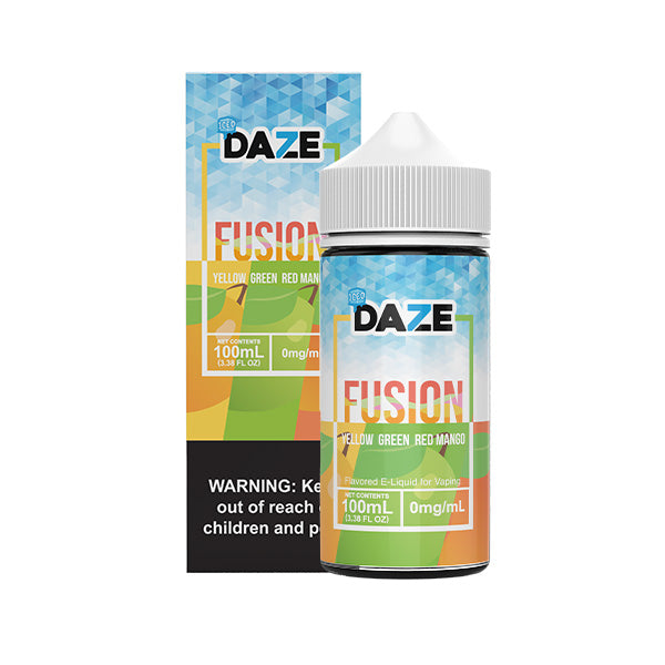 Yellow Green Red Mango Iced by 7Daze Fusion 100mL with packaging