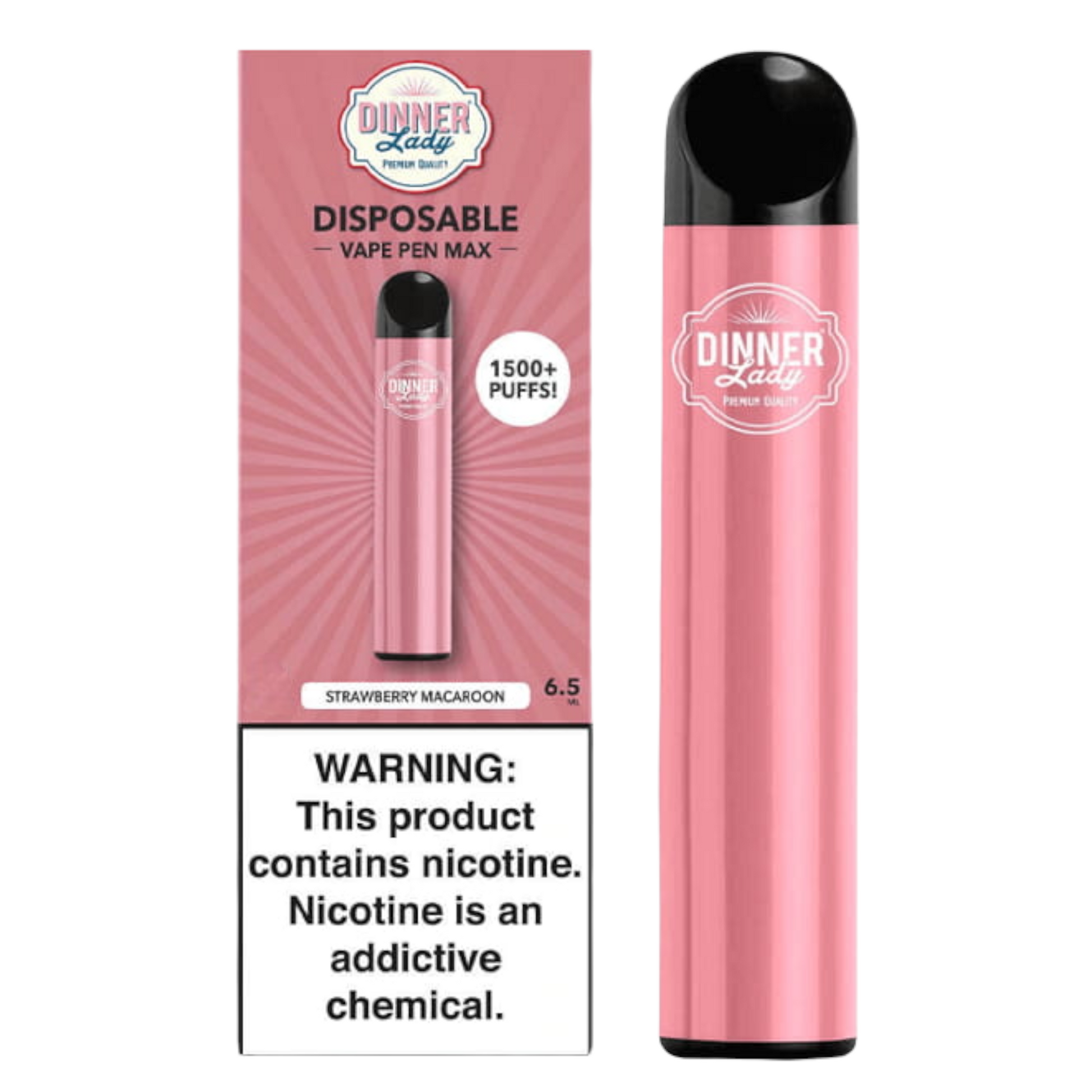 Dinner Lady MAX Disposable Vape Pen Strawberry Macaroon with Packaging