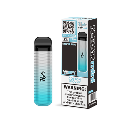 Hyde N-Bar Mini Disposable | 2500 Puffs | 7mL cotton cloudz with packaging