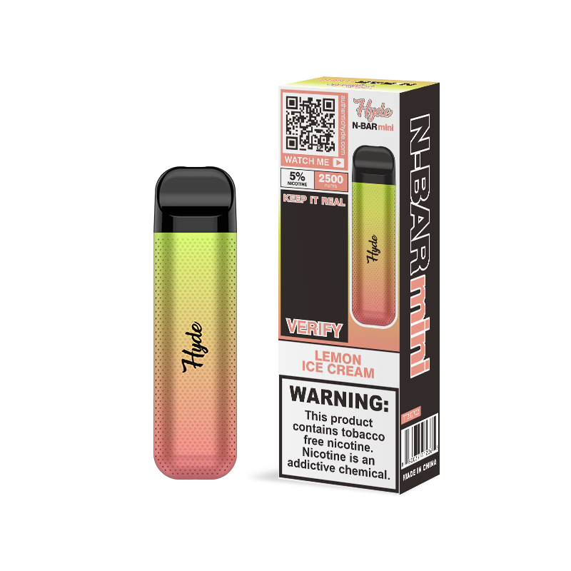 Hyde N-Bar Mini Disposable | 2500 Puffs | 7mL lemon ice cream with packaging