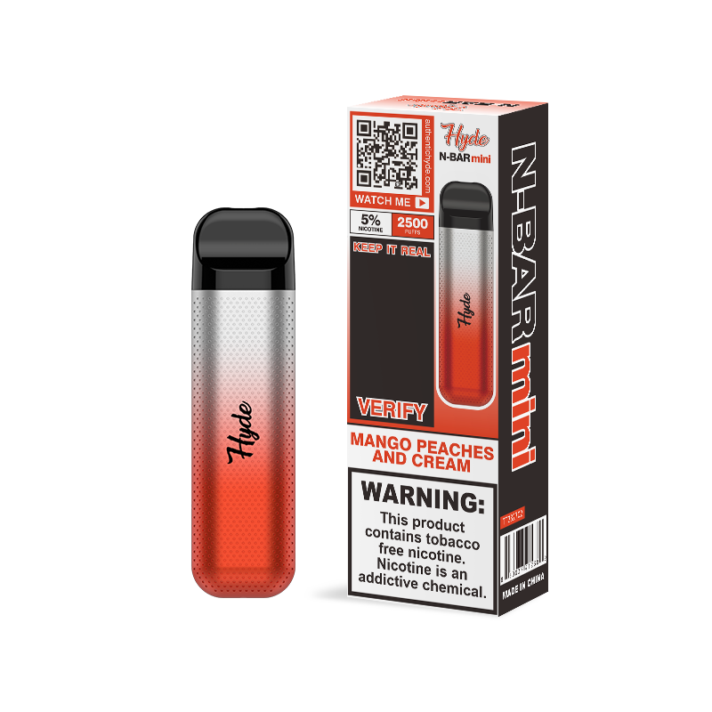 Hyde N-Bar Mini Disposable | 2500 Puffs | 7mL mango peaches and cream with packaging