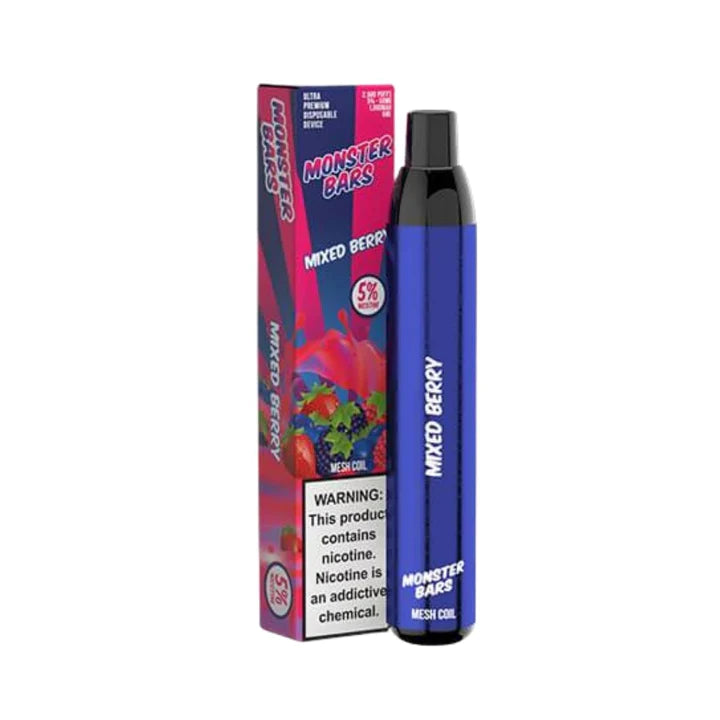 Monster Bars Disposable | 2500 Puffs | 6mL mixed berry with packaging