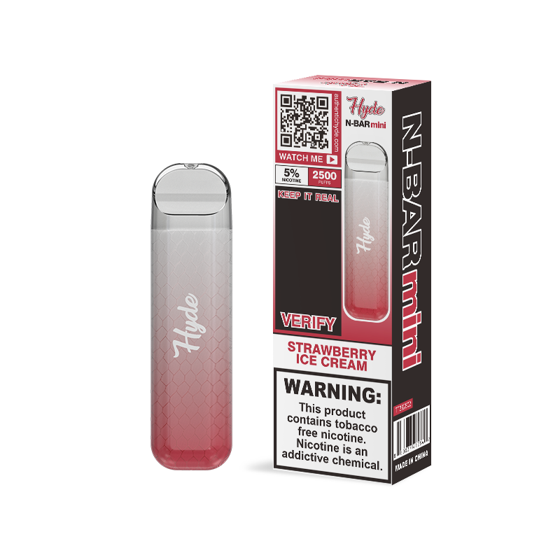 Hyde N-Bar Mini Disposable | 2500 Puffs | 7mL strawberry ice cream with packaging