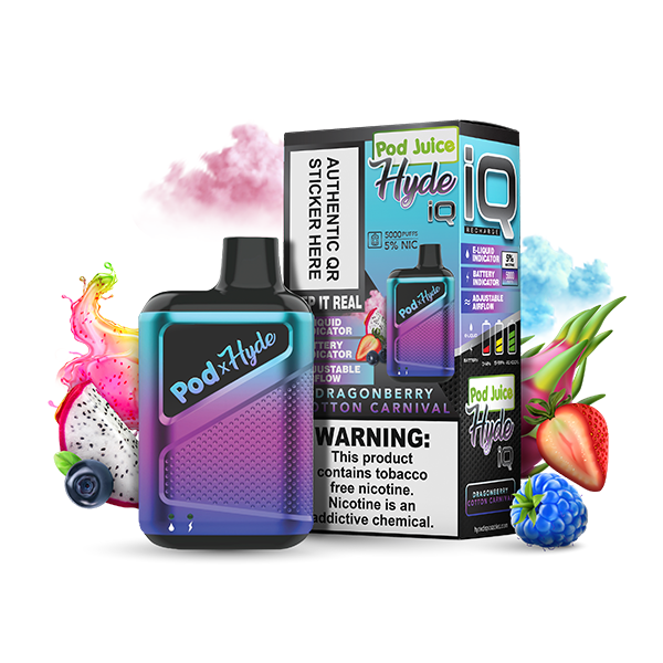 Pod Juice - Hyde IQ Disposable | 5000 Puffs | 8mL Dragonberry Cotton Carnival