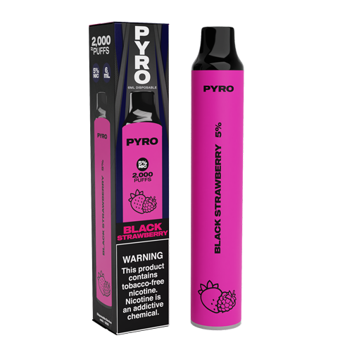 Pyro Disposable | 2000 Puffs | 6mL black strawberry with packaging