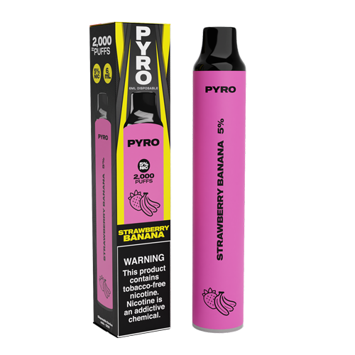 Pyro Disposable | 2000 Puffs | 6mL strawberry banana with packaging