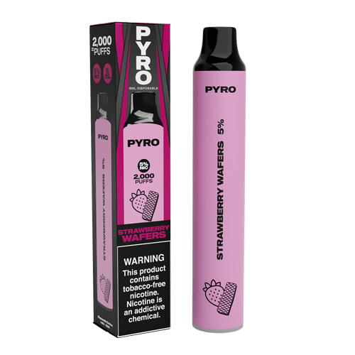 Pyro Disposable | 2000 Puffs | 6mL strawberry wafers with packaging