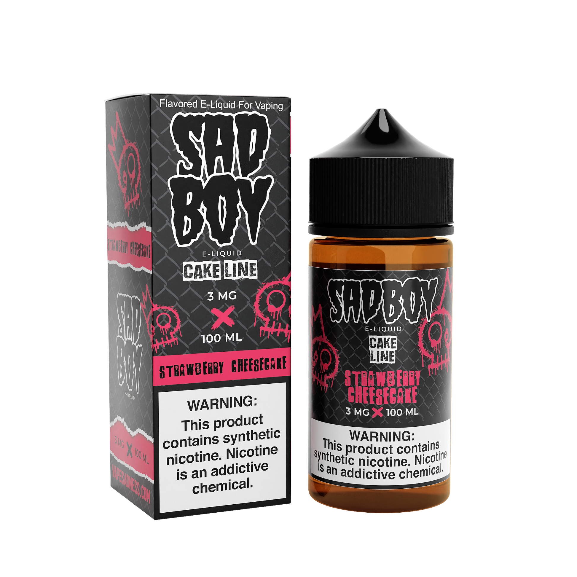 Strawberry Cheesecake by Sadboy E-Liquid 100ml with packaging