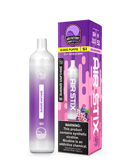 Air Factory Air Stix Disposable | 3000 Puffs | 8mL sakura grape with packaging