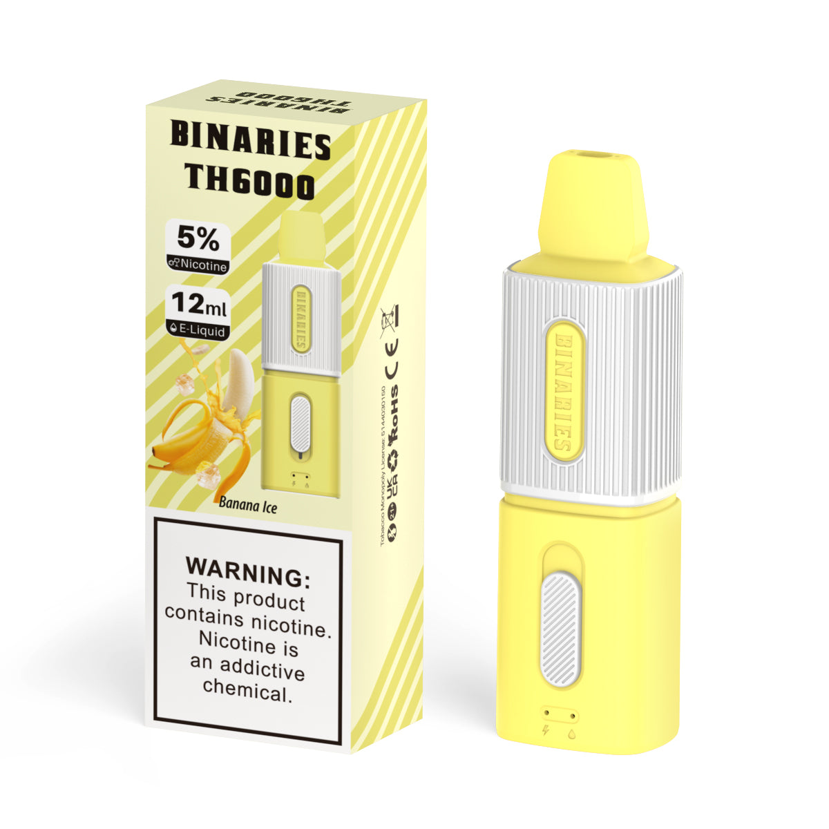 Binaries Cabin Disposable TH | 6000 Puffs | 12mL | 50mg Banana Ice with Packaging