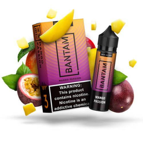 BANTAM | MANGO PASSION 60ML eLiquid with packaging and background
