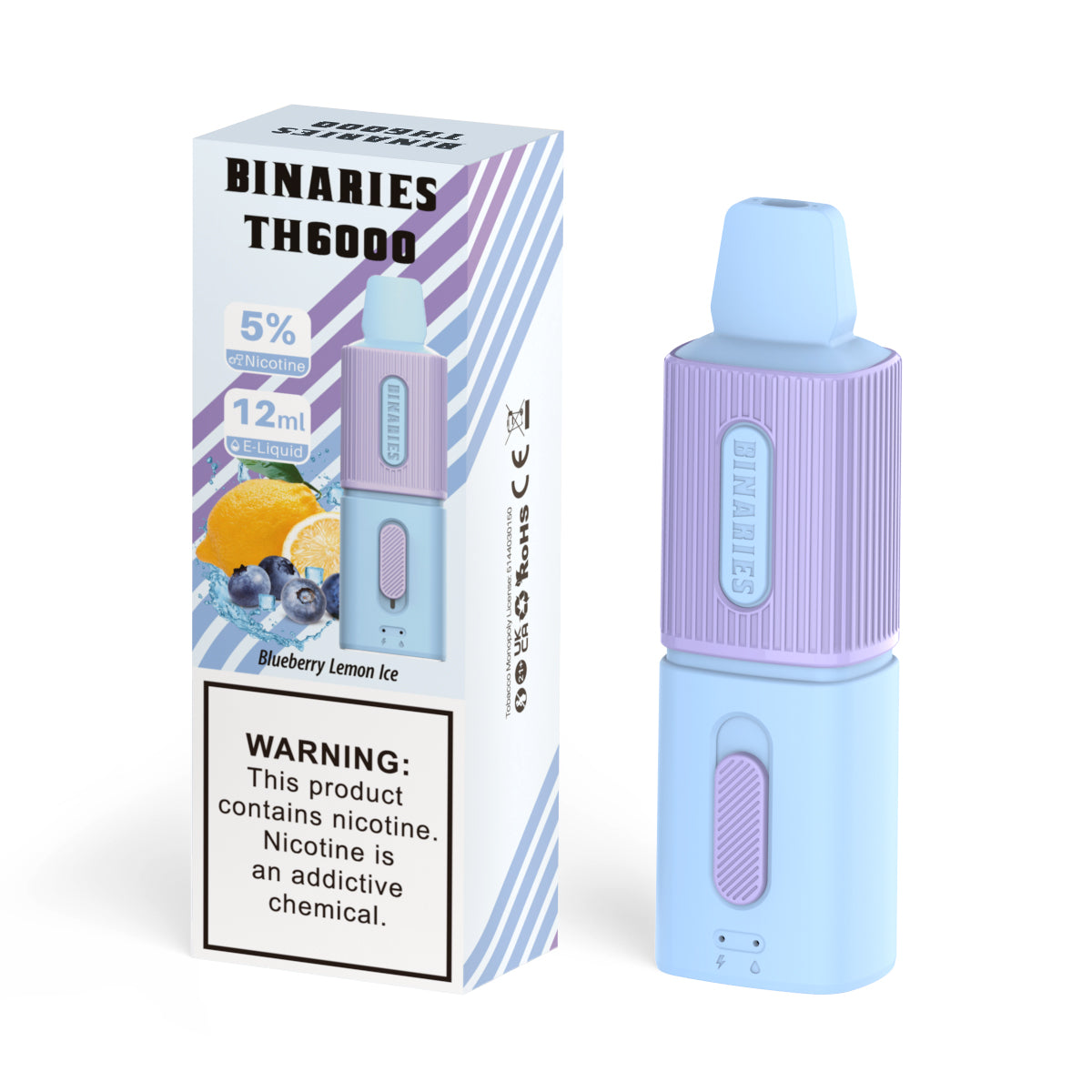 Binaries Cabin Disposable TH | 6000 Puffs | 12mL | 50mg Blueberry Lemon Ice with Packaging