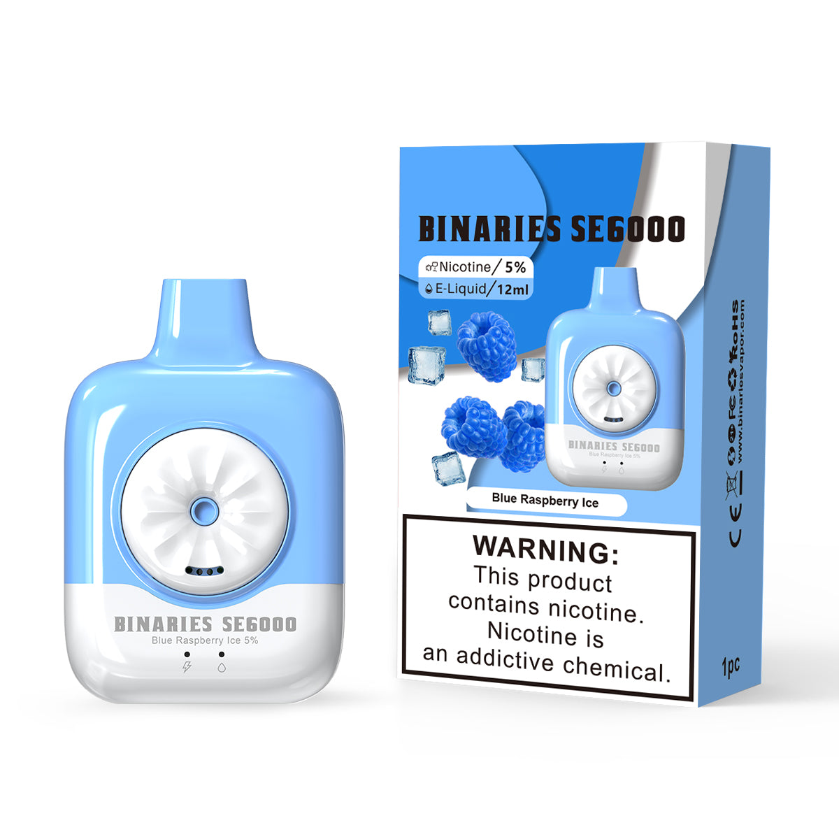 Binaries Cabin Disposable SE | 6000 Puffs | 12mL | 50mg Blue Raspberry Ice with Packaging