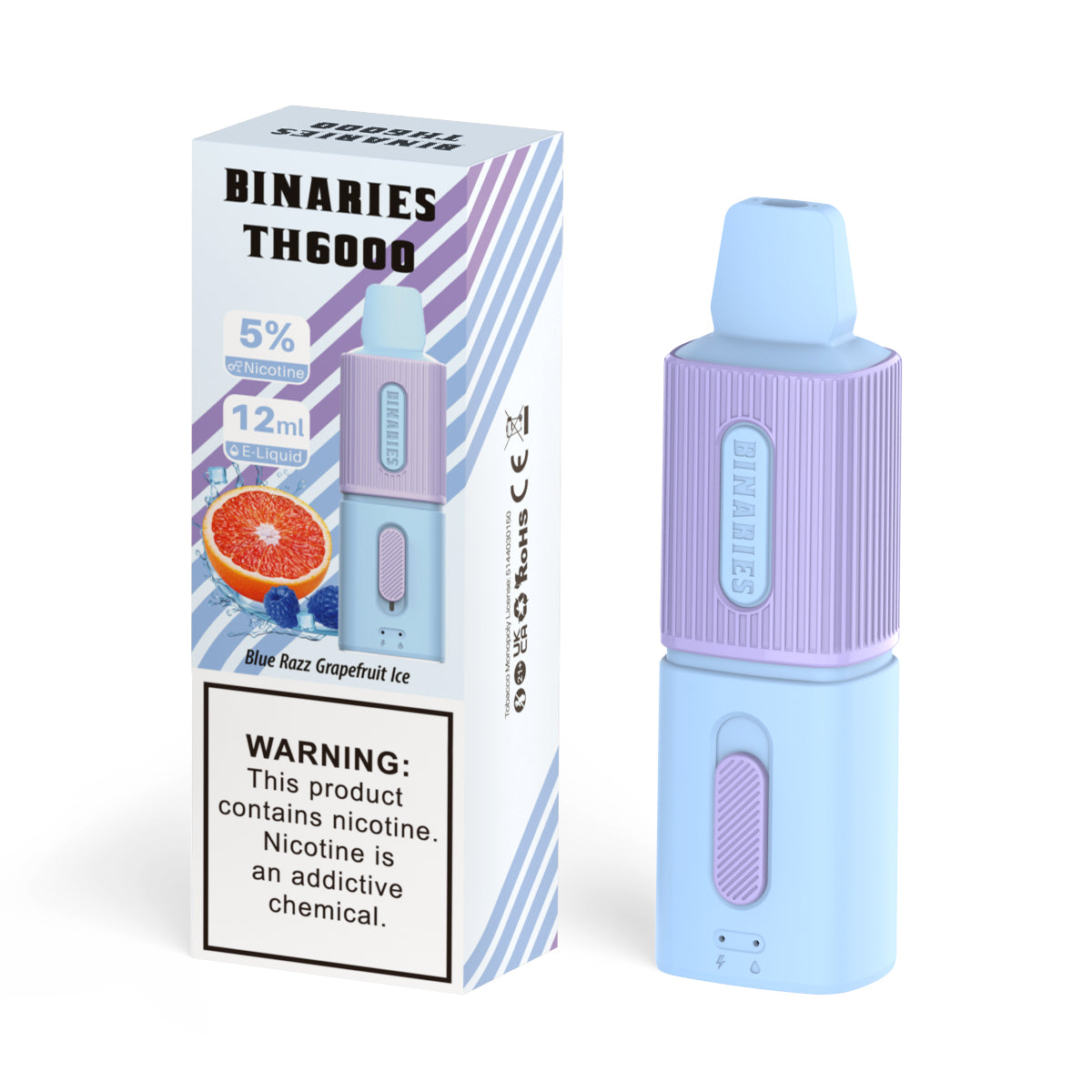 Binaries Cabin Disposable TH | 6000 Puffs | 12mL | 50mg Blue Razz Grapefruit Ice with Packaging
