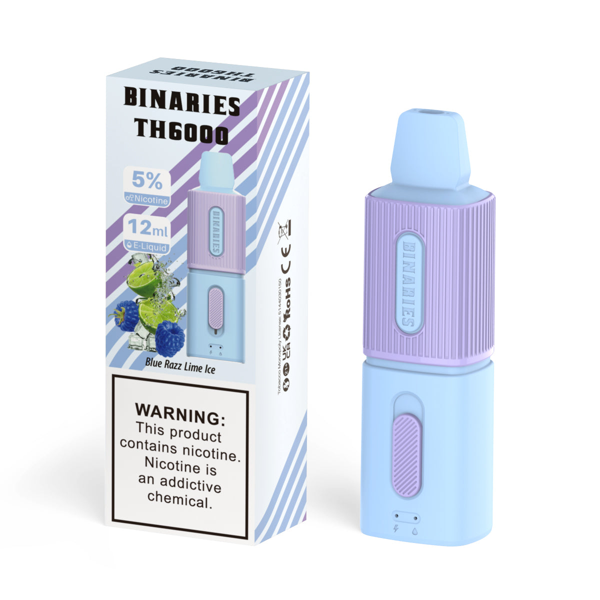 Binaries Cabin Disposable TH | 6000 Puffs | 12mL | 50mg Blue Razz Lime Ice with Packaging