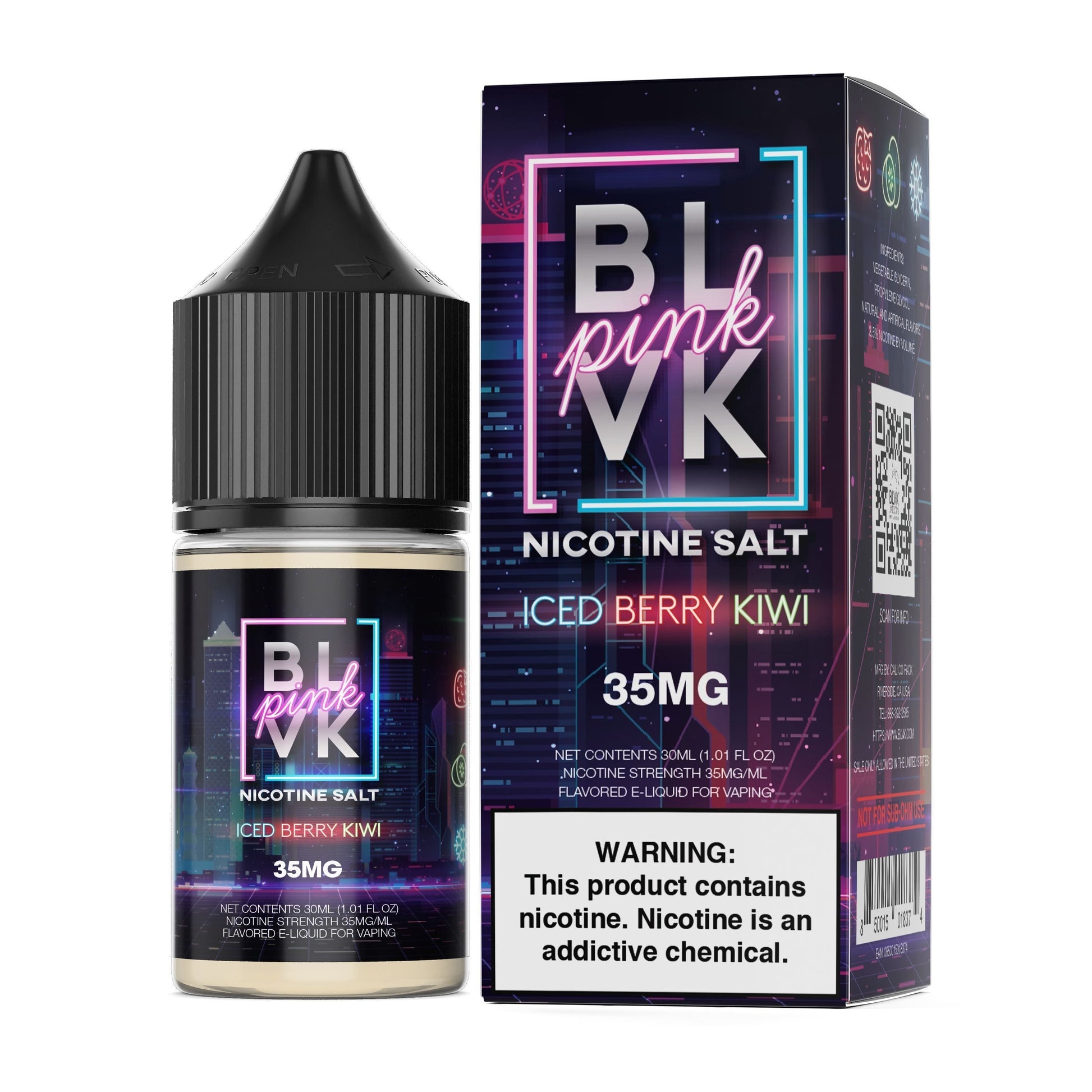 Strawberry Kiwi Ice by BLVK TFN Pink Salt 30mL with packaging