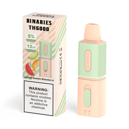 Binaries Cabin Disposable TH | 6000 Puffs | 12mL | 50mg Cantaloupe Honeydew Watermelon Ice with Packaging