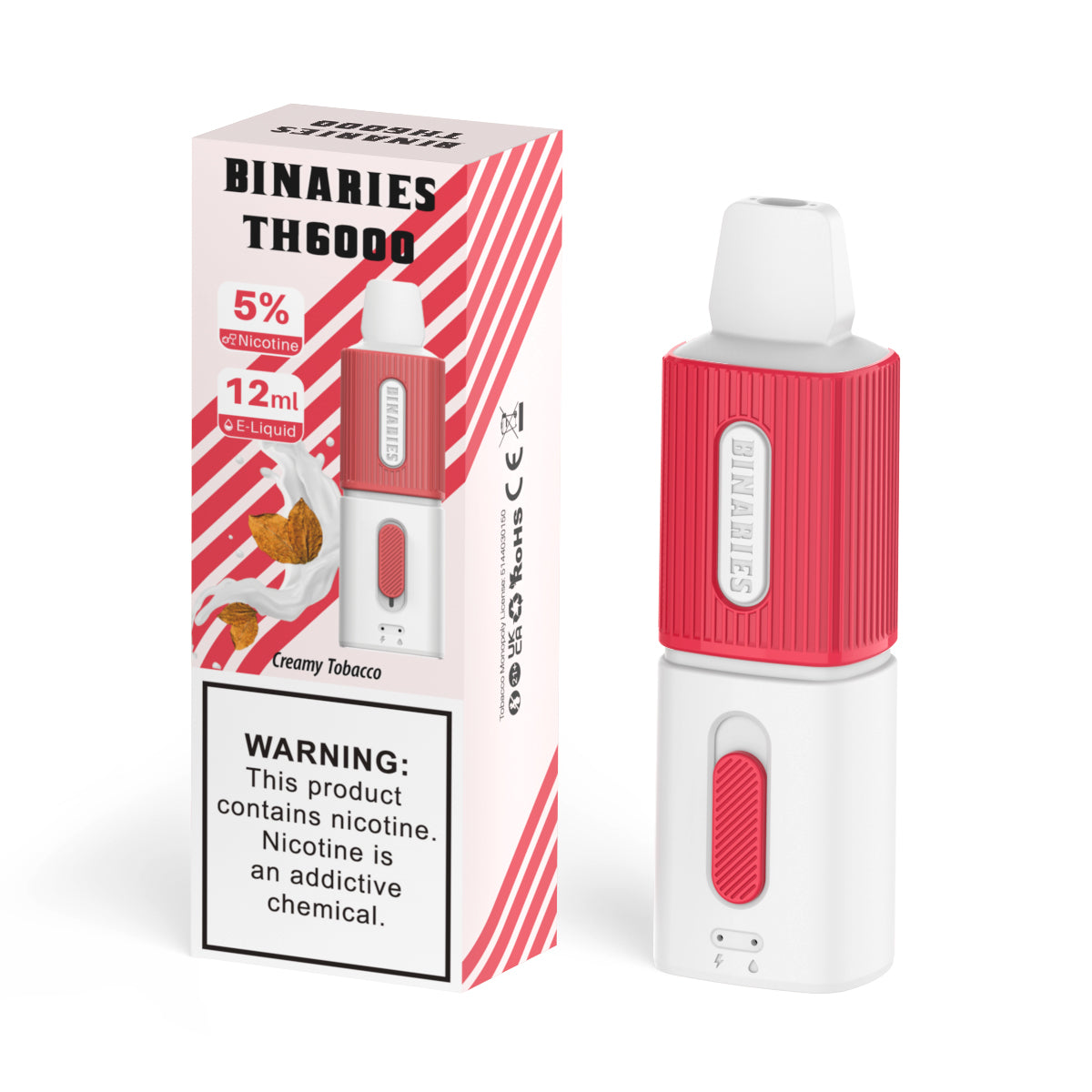 Binaries Cabin Disposable TH | 6000 Puffs | 12mL | 50mg Creamy Tobacco with Packaging