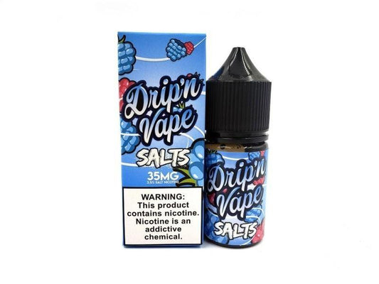 DRIP N VAPE SALTS | Blue Razz Slush 30ML eLiquid with packaging