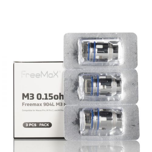 FreeMaX Maxus Pro 904L M Replacement Coils (3-Pack ) M3 Mesh 0.15ohm with Packaging