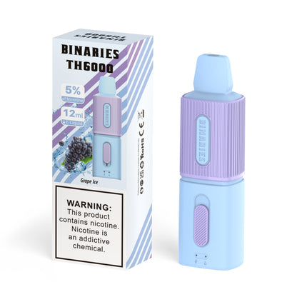 Binaries Cabin Disposable TH | 6000 Puffs | 12mL | 50mg Grape Ice with Packaging