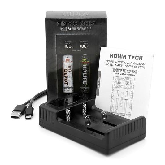 Hohm Tech Onyx Ohm 2A USB-C Charger | 2-bay | with Packaging