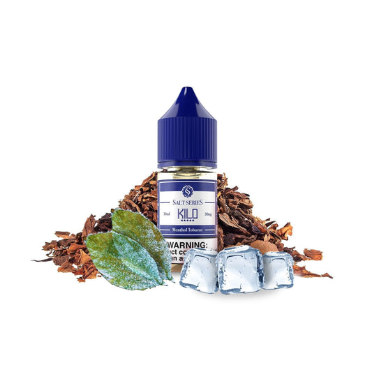 KILO SALT SERIES | Menthol Tobacco 30ML eLiquid bottle with background