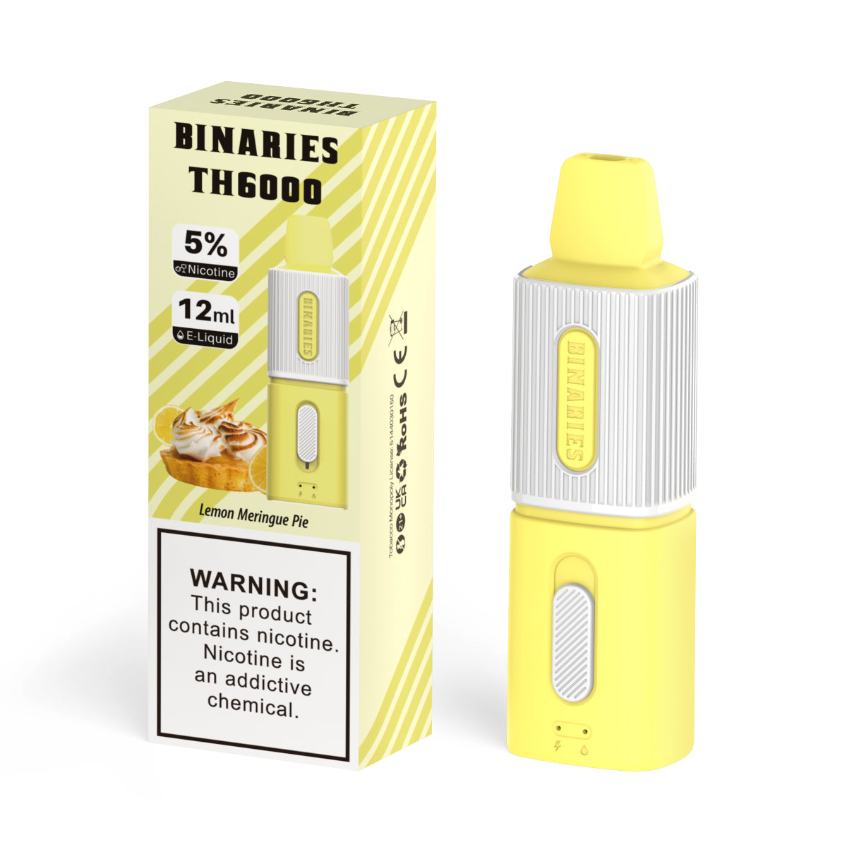 Binaries Cabin Disposable TH | 6000 Puffs | 12mL | 50mg Lemon Meringue Pie with Packaging